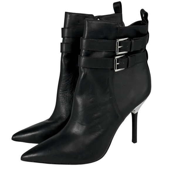 NEW MICHAEL KORS BLACK AMAL LEATHER STILETTO ANKLE BOOTIES BOOTS SIZE 10 - Picture 6 of 10